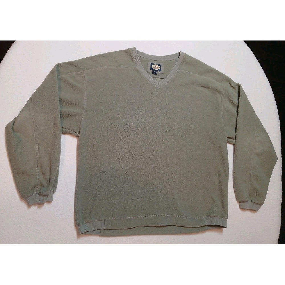 VTG Tommy Bahama Fleece Pullover Sweater Mens XL Sage Green V-Neck Palm Tree Y2K